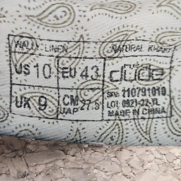 Hey Dude Wally Shoes Men’s Size 10 Natural Linen Khaki - Picture 8 of 8